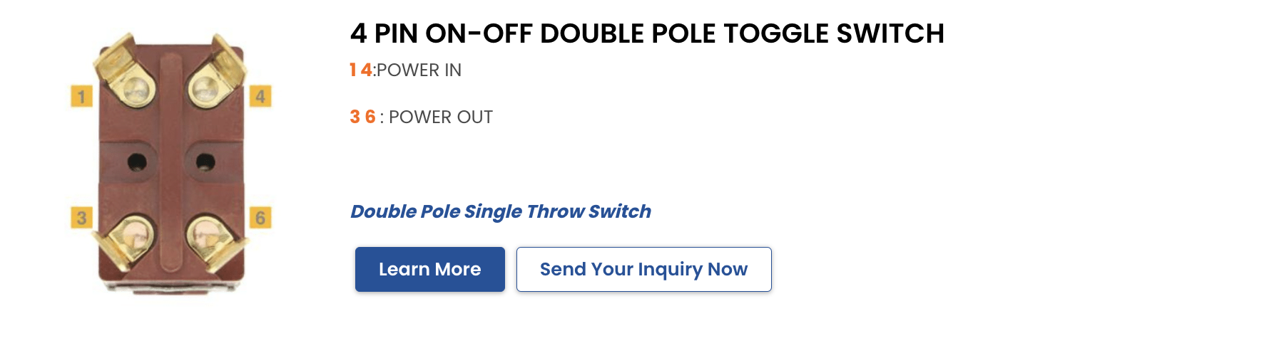 4 PIN ON-OFF DOUBLE POLE TOGGLE SWITCH